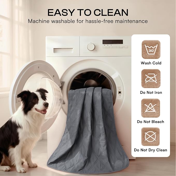 Luciphia 100% Waterproof Couch Cover Blanket for Dogs Anti-Slip Pet Couch Protector Sofa Mat Puppy Cat with Non-Slip Bottom, Grey, 30x70 Inch (Pack of 2) - Image 7