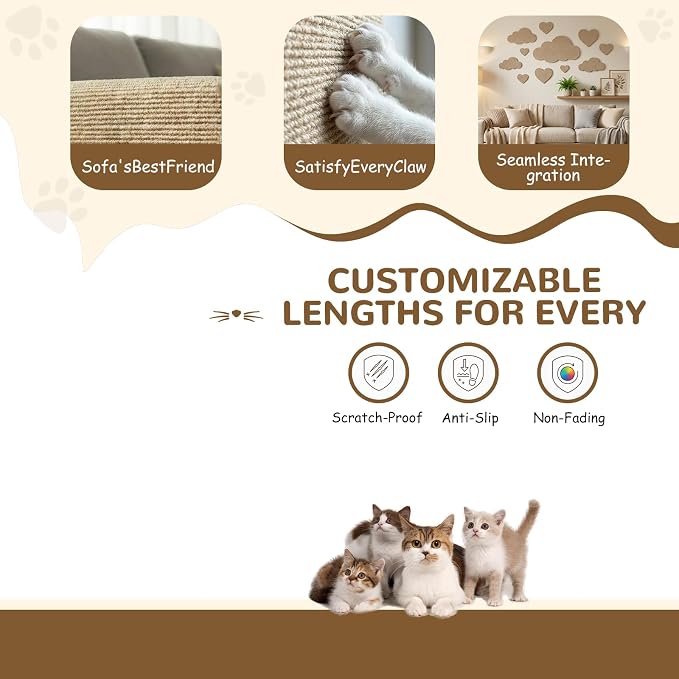 2 Pack 118Inch Cat Carpet Protector for Furniture Couch - Self Adhesive Cat Scratching Mat for Wall Door & Sofa - DIY Trimmable Scratcher Pad Material - Replacement Rug for Shelf Tree. - Image 4