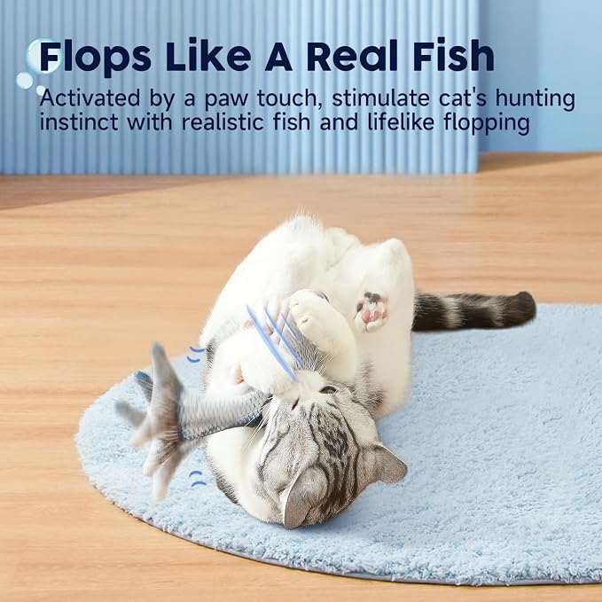 Potaroma Cat Toys Flopping Fish with Catnip, Moving Kitten Kicker, Floppy Wiggle Carp for Small Dogs, Interactive Motion Kitty Exercise, 10.5 Inches - Image 2