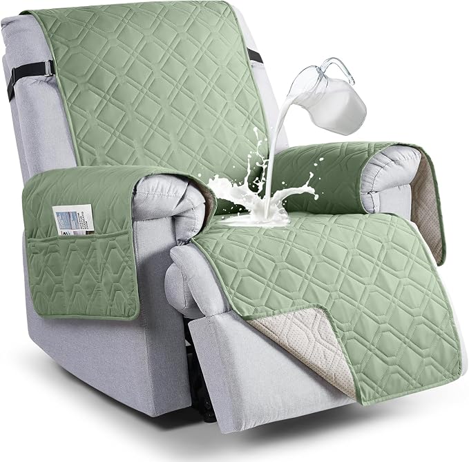 VANSOFY 100% Waterproof Recliner Chair Covers, Recliner Cover Non-Slip Dog Chair Cover Furniture Protector Washable Slipcover with Pocket, Elastic Straps for Pets, Dogs(Light Green, 30") | Non-Slip, Slipcover with Pocket, Furniture Protector, Elastic S... by VANSOFYFURNITURECOVERS