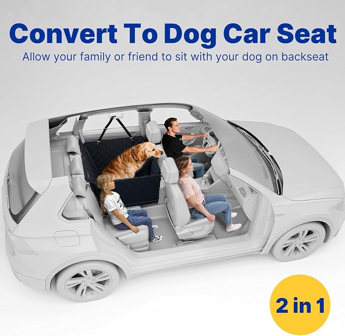 Convertible Back Seat Extender for Dogs, Foldable 400lbs Hard Bottom Dog Car Seat Cover for Back Seat, Waterproof Dog Hammock Bed Backseat Cover for Dogs in Car SUV Truck Pet Seat Cover Black M - Image 8