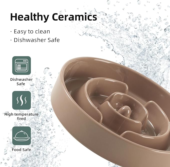 Havniva Dog Bowls Slow Feeder, Ceramic Slow Feeder Dog Bowls for Fast Eater | 1.6 Cups Dog Food Bowl Puzzle Feeder, Slow Feeding Bowls for Medium Breed, Non-Slip Base, Anti-Choking - Image 6