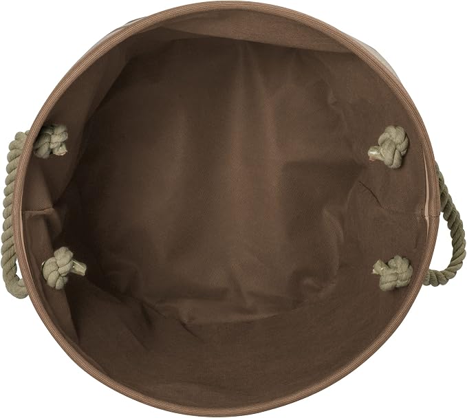 Bone Dry Pet Storage Collection Striped Paw Patch Bin, Small Round, Brown - Image 2