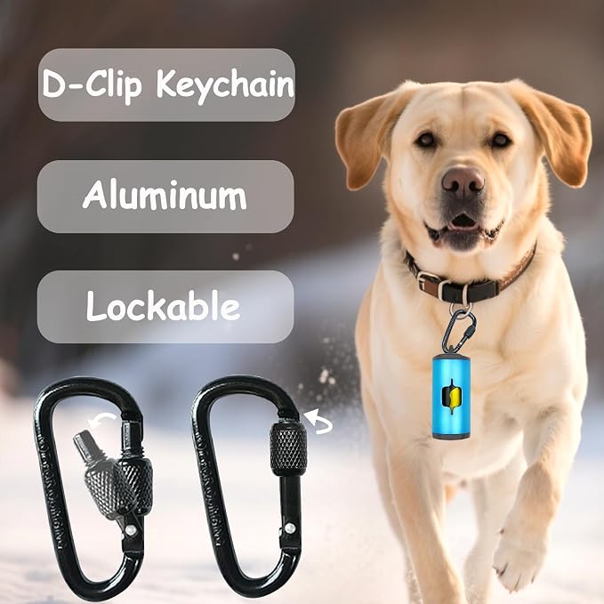 Metal Dog Poop Bag Holder 2-Pack w/Leash Clip|Durable Scratch-Resistant Aluminum|30 Bags+6 Accessories（Blue） - Image 3