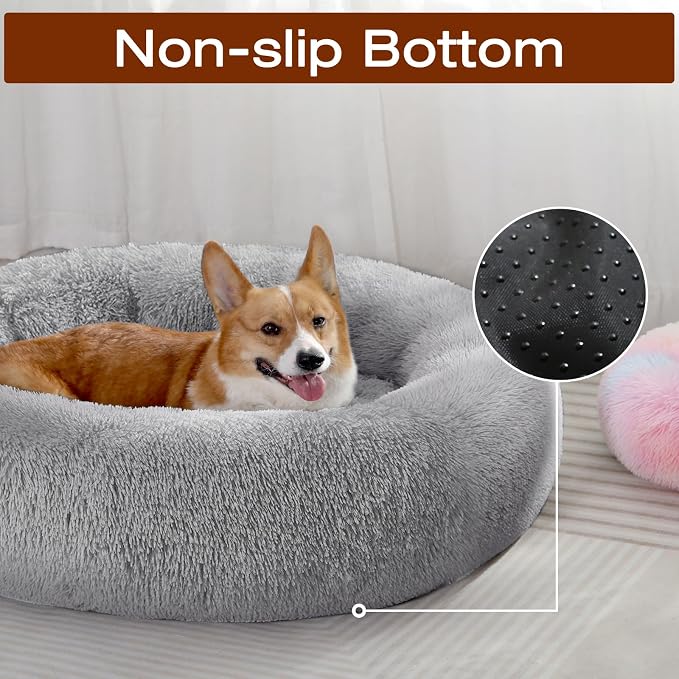 JOLLYVOGUE Dog Bed, Calming Anti-Anxiety Large Dog Bed, Fluffy Donut Cushion for Medium and Large Pets (27"/30"/36") - Image 4