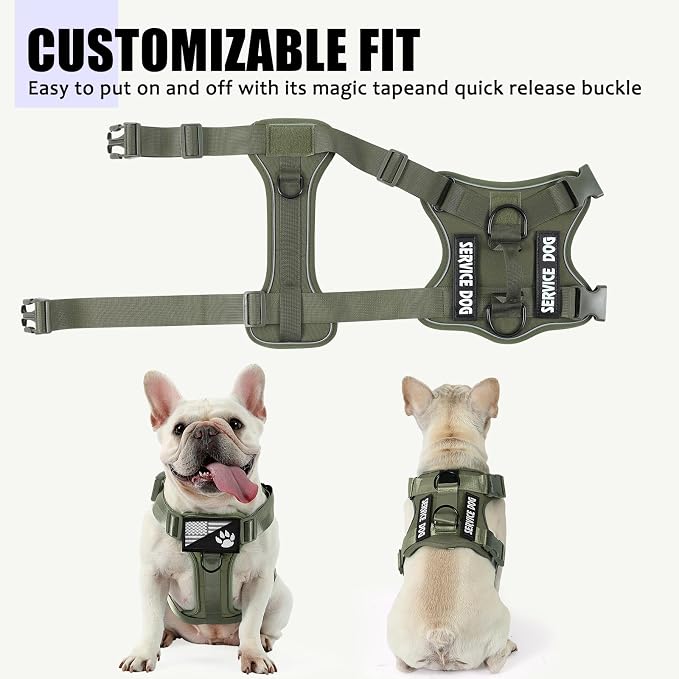 Service Dog Harness, Reflective Dog Vest Harness with 5 PCS Patches, Adjustable Soft Oxford Pet Harness, Inner Layer Mesh, Easy to Control for Small Medium Large Dogs - Image 4