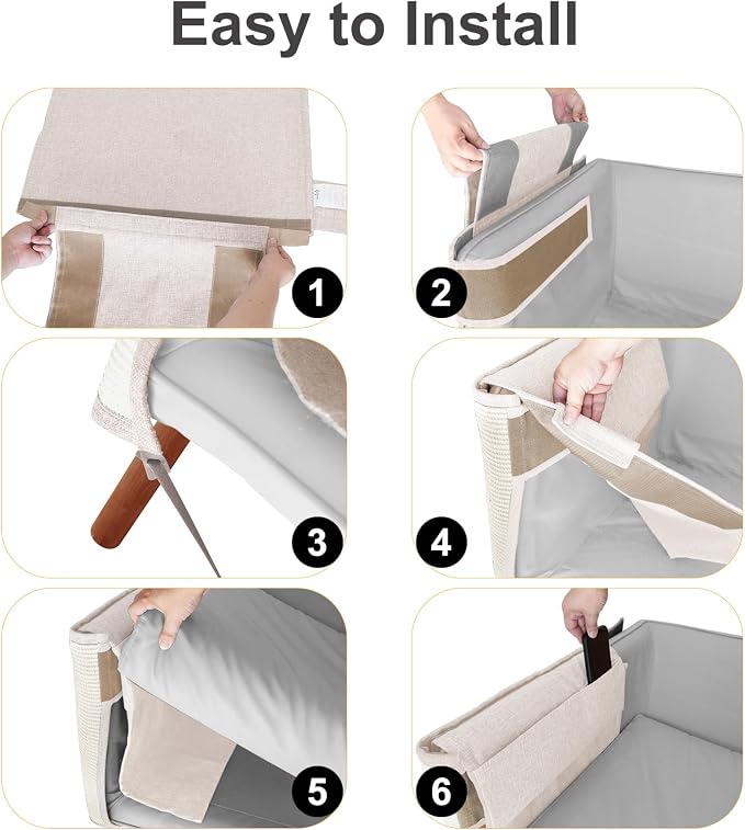 Cat Scratch Sofa Protector,27.6”L*19.6“W Cat Scratch Furniture Protector Pad Couch Arm Sheild with Natural Sisal for Protecting Couch Sofa Chair Furniture（Beige/Right Handed - Image 5