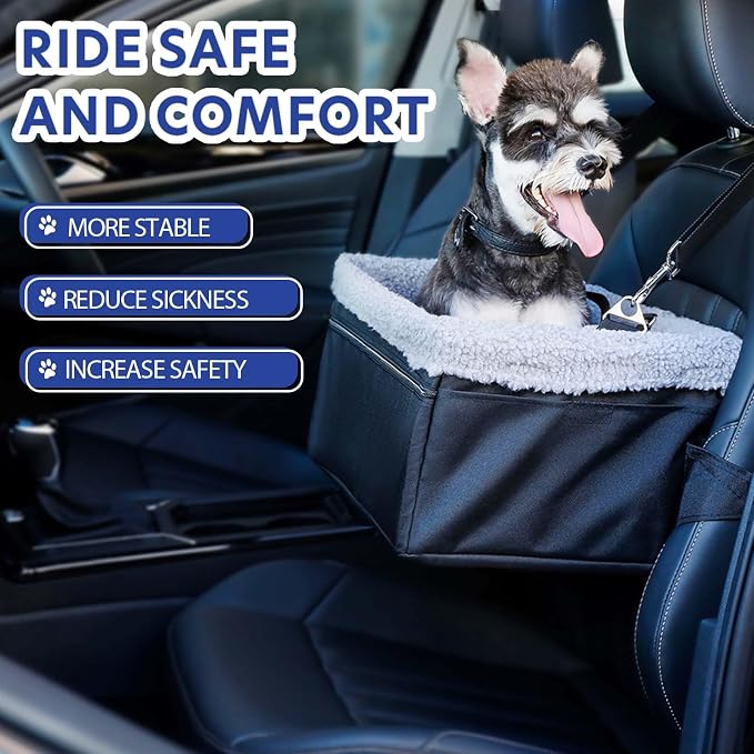 Dog Car Seat for Small Pets Under 20lbs, Booster Seat with Metal Frame, Double-Layer Oxford Fabric, Safety Leash for Dogs and Cats - Image 4