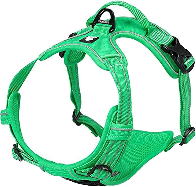 TRUE LOVE Adjustable No-Pull Dog Harness Reflective Pup Vest Harnesses Comfortable Control Brilliant Colors Truelove TLH5651(Grass Green,XL) | Front Clip, No-Choke, Soft Padded, Control Handle, Anti Escape, Dog Car Harness, Walking and Training, Escape... by TRUELOVE