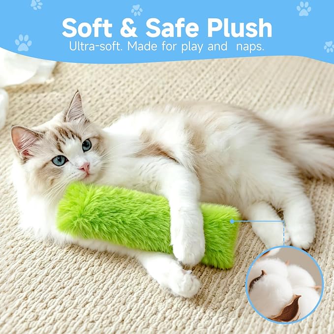 WOUSEDO Cat Toys Pillows 3 Pack, Interactive Kicker Toy with Catnip | Soft and Durable Plush Toys with Crinkle Sound, Promotes Cat Exercise, Companion for Indoor kitten Toy - Image 7