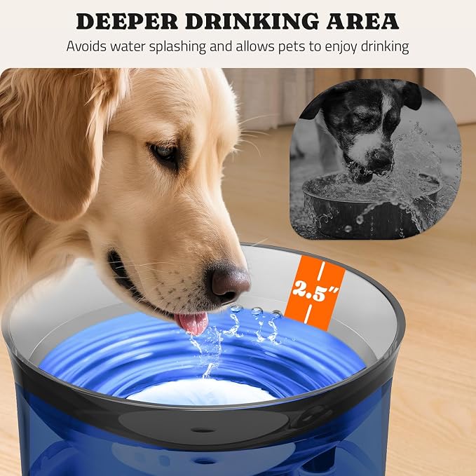 Pawtners 1 Gal/3.5L Dog Water Fountain,Elevated Dog Water Bowl Dispenser | Vortex Flow filter,Automatic Pet Water Fountain for Large Dogs Inside, Deep Drinking Area and Quiet Pump, 10" H - Image 2