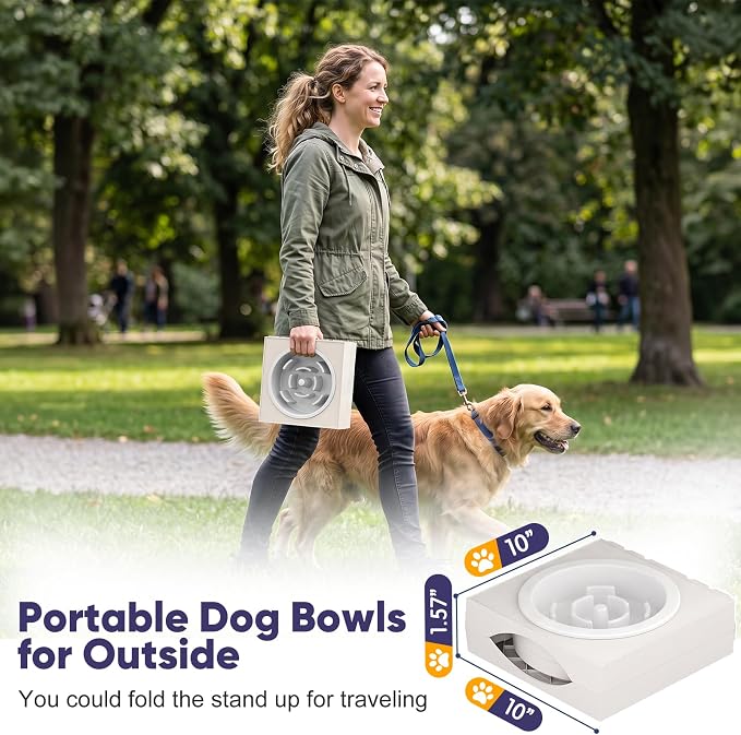 XIAZ Elevated Dog Bowls Large Breed Raised Dogs Bowl Stand Large/Medium Sized Dog Slow Feeder Dogs Bowls Food Water Stands 5 Heights Adjustable 9/11/12/14in Pet Feeder Dish Station - Image 7