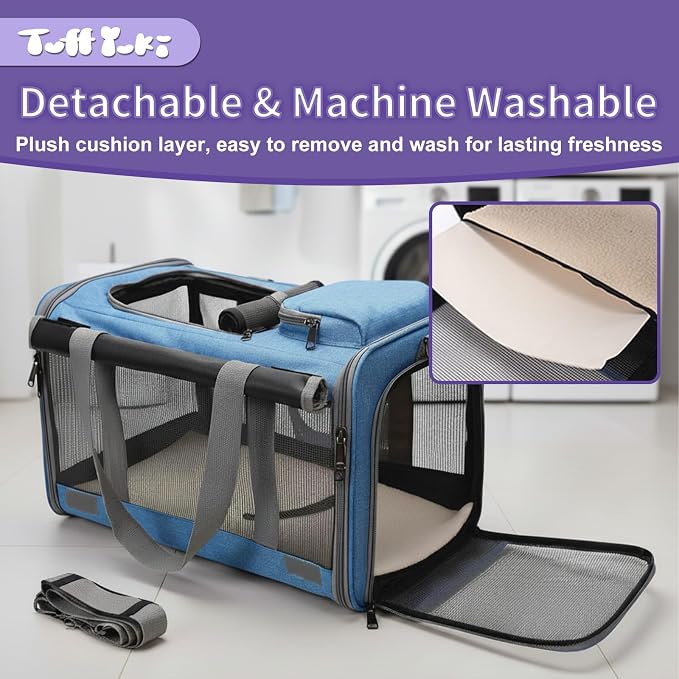 Pet Carrier for Medium-Small Cats, Collapsible Cat Carrier and Soft-Sided Pet Carrier for Medium Big Cats and Puppy Up to 17lbs, 2-Way Entry with Privacy Cover, Travel Bag L18.12”X11.81”X11.81” - Image 6
