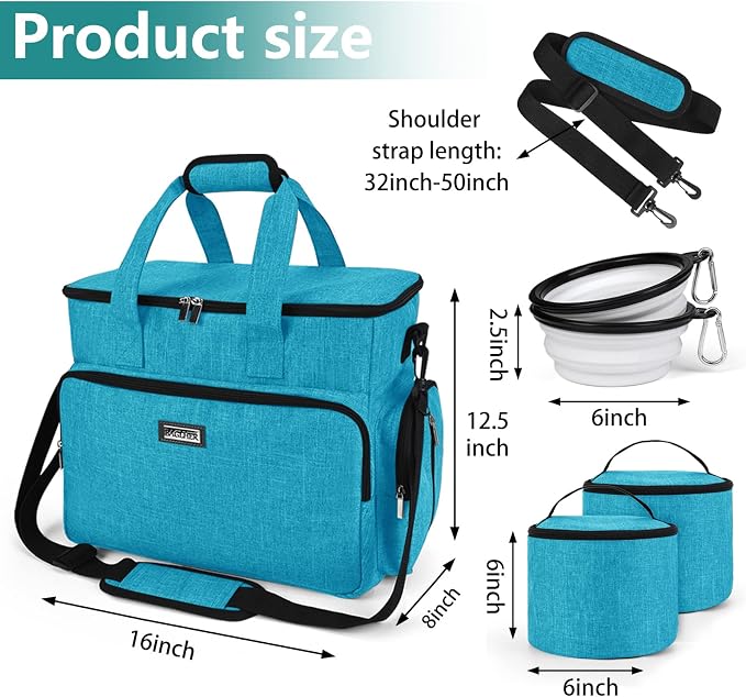 BAGLHER Dog Travel Bag, Pet Travel Bag (ALL Pet Travel Supplies), With 2 Pet Food Containers and 2 Collapsible Silicone Bowls; Essential Kits for Pet Travel Sky Blue - Image 3