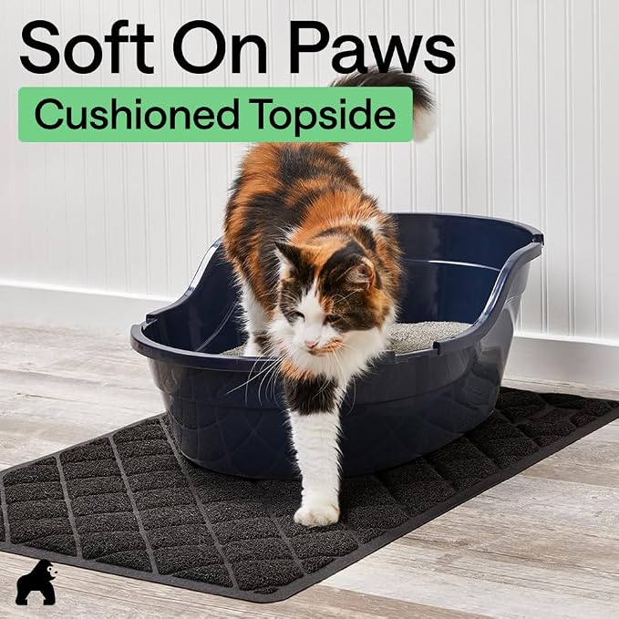 GORILLA GRIP Cat Litter Box Mat, Cushioned Coil Mesh Litter Trapping Mats, Scatter Control Supplies for Less Mess, Phthalate Free, Ultra Deep Catch Grooves, Rinse or Vacuum to Clean, 30x20 Black - Image 8