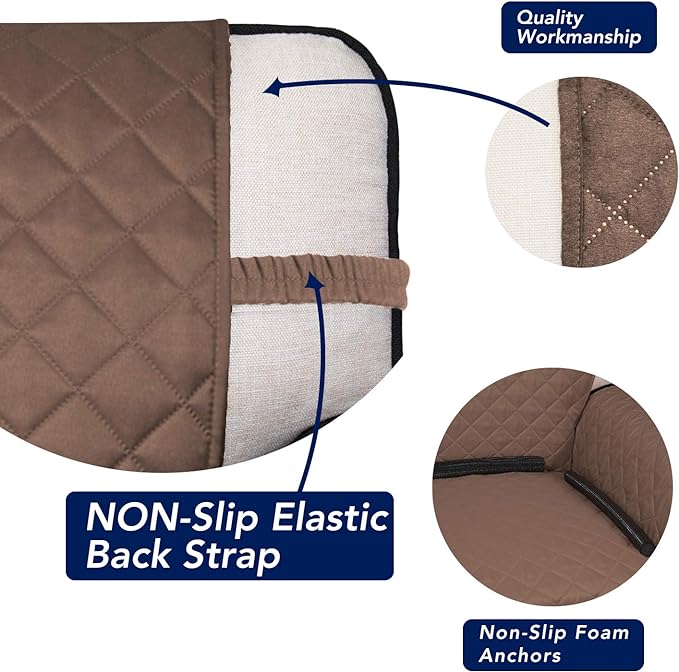 PureFit Reversible Quilted Sofa Cover, Water Resistant Slipcover Furniture Protector, Washable Couch Cover with Non Slip Foam and Elastic Straps for Kids, Pets (X Large, Brown/Beige) | Brown/Beige, Water Resistant Couch Protector, Washable Pet Couch Co... - Image 3