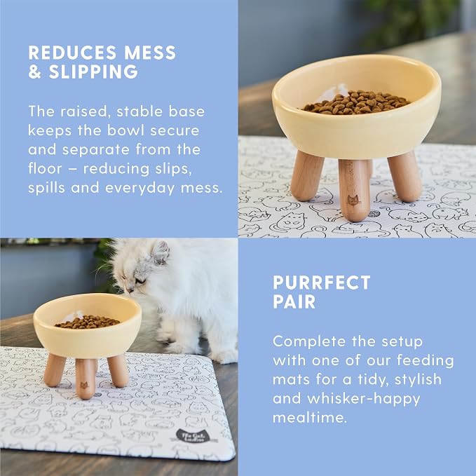 The Cat Ladies Tilted Ceramic Cat Bowl - Elevated Food Bowls Ceramic Pet Bowl - Raised Ceramics Bowls - Elevated & Tilted Design for Comfortable Eating - Dishwasher Safe - Wide Opening - Image 5