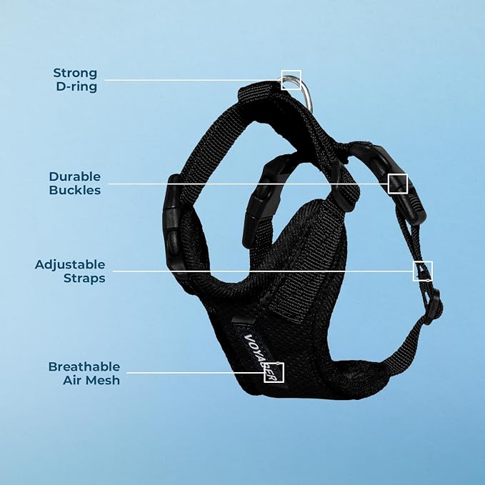 Voyager Step-in Lock Dog Harness - Black, X-Small | 13 - 16" in Chest, Adjustable, Breathable Air Mesh, Lightweight for Daily Walks, Strong Clips, Heavy Duty D-Ring - Image 4