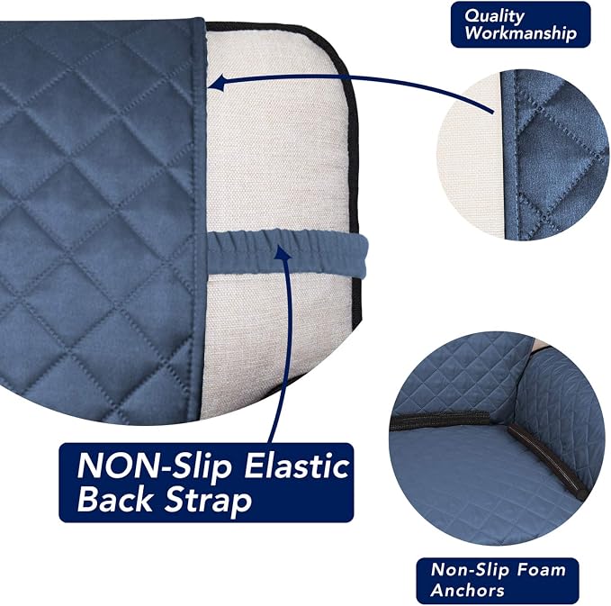 PureFit Reversible Quilted Couch Covers for Dogs Sofa Cover 4 Seater 88" | Dark Blue/Light Blue, Water Resistant Couch Protector, Washable Pet Couch Cover with Non Slip and Elastic Straps For Kids - Image 3