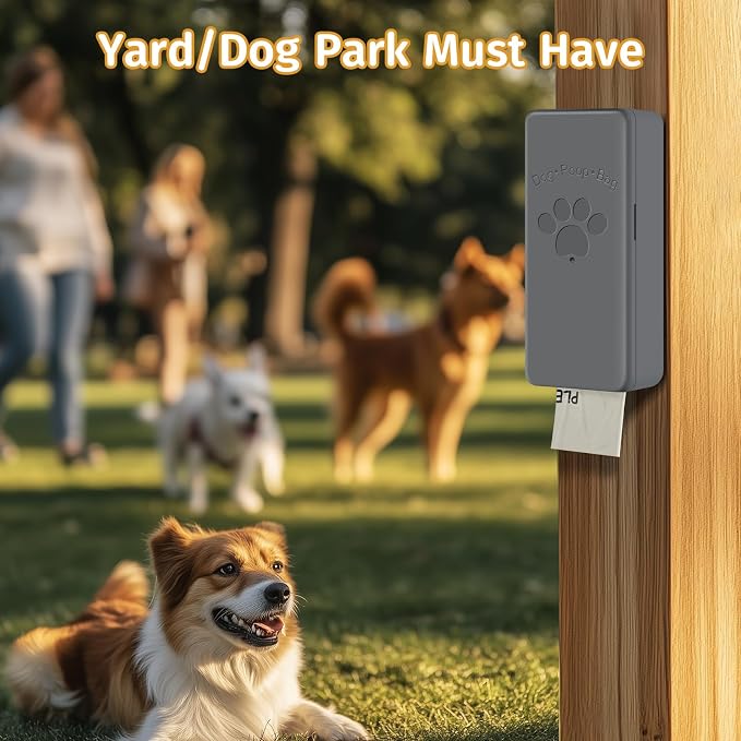 Dog Poop Bag Dispenser for Hanging Use, Grey Poop Bag Holder with Magnetic Closure, Includes 4 Rolls (60 Bags) - Image 2