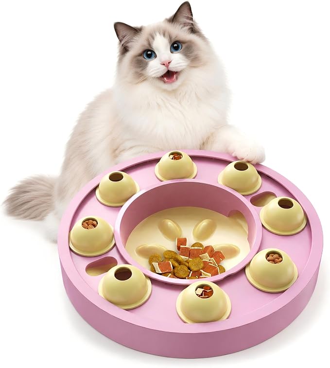 KADTC Cat Puzzle Toy, Slow Feeder, Interactive Enrichment for Indoor Cats | Eight Sliding Pods Guide Kibble Through One Outlet, Stretch Mealtime, Spark Paw-Powered Hunting, Sharpen Focus, Beat Boredom. by KADTCINTELLIGENCEDEVELOPMENT
