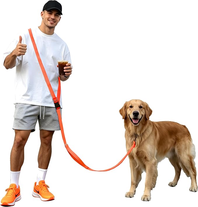 Hands Free Dog Leash,Galaxy Reflective,Crossbody Dog Leash,Orange | Galaxy Reflective • High Visibility • Emergency Control Handle • Heavy-Duty Hardware by JCHOUSEPetSupplies