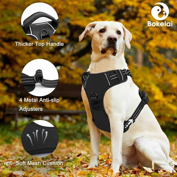 No Pull Dog Harness for Small Medium Large Dogs Adjustable Reflective Pet Vest with Front Clip Padded Harness for Puppy Easy Control Handle Best for Outdoor Training and Walking Black S - Image 4