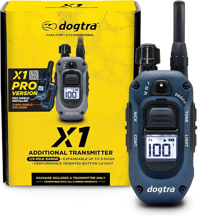 Dogtra X1 PRO Remote Transmitter Only [New Edition] Compatible with 280X, 1900X, ARC-X E-Collars, 3 Layout Modes, 12% Slimmer, 1/2 Mile Range, 100 Levels, IPX9K Waterproof, Boost, Safety Lock & Tone by Dogtra