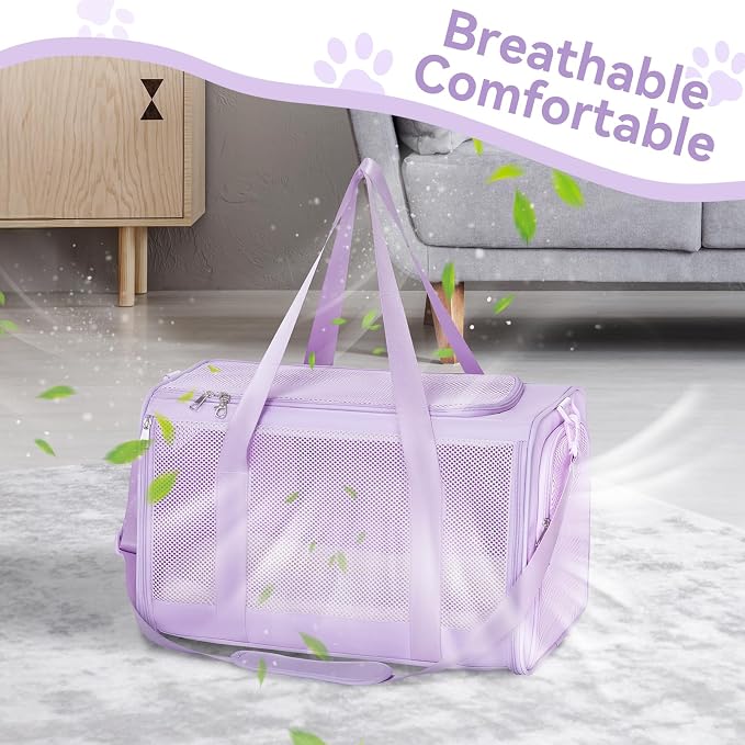 PETSFIT Large Cat Carrier with Patented Safety Buckles,Big Cats Up to 20 lb | Secure Carrier for Safe Driving, Lockable Zippers, Safety Tether, Travel Pet Carrier for Trips & Vet Visits, 19 x 12 x 12 - Image 7