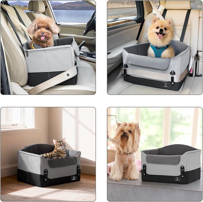 A 4 Pet Dog Car Seats for Small Dogs, Under 25 lbs, Patent Buckles | Adjustable leash, frame support, reduces anxiety, for cars/SUV/pickup - Image 7