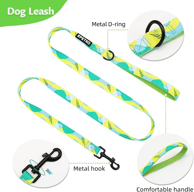 Small Dog Harness and Leash Set of 6, No Pull Soft Lightweight Mesh Puppy Harness， Adjustable Cute Floral Pattern Pet Harness for Small Medium Dogs (Green Leaf, XS) - Image 6