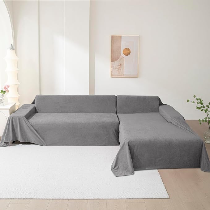 MEETSKY Couch Cover for 3 Cushion Couch Cat Scratch Proof Sofa Covers Washable Couch Protector Sectional Couch Covers for Dogs Soft Couch Cover Blanket Sofa Slipcover for Pets Kids, 91" x 134", Grey - Image 9