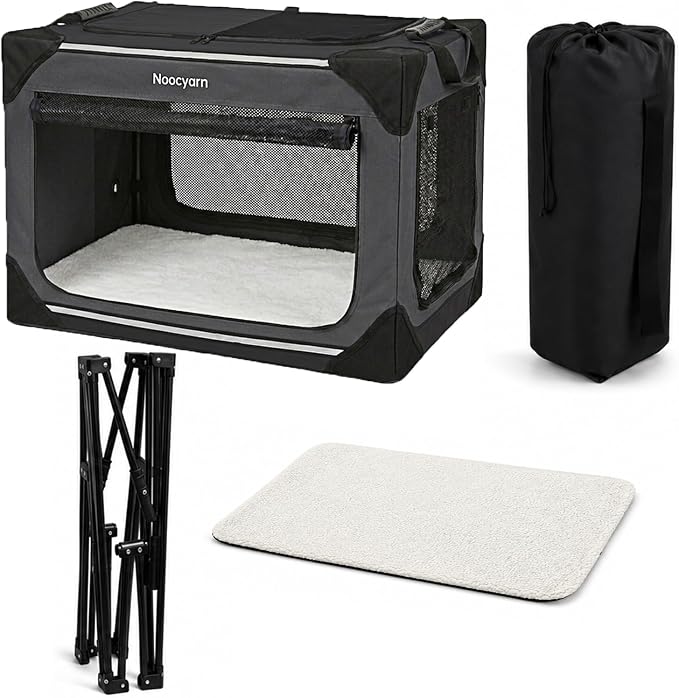 26" L Collapsible Dog Crate for Small Dogs and Cats, Soft Pet Crate with 4-Door Mesh, Portable Dog Kennel for Travelling, Dark Grey - Image 9