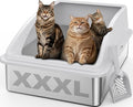 AIPERRO Stainless Steel Litter Box Extra Large for Big Cats and Multi-Cats | Jumbo Extra Large High Sided Metal Cat Box with Lid | Anti-Urine Leakage,Non-Stick & Easy to Clean | Include Litter Cat Scoop by AIPERRO