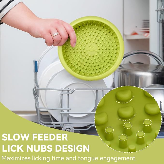 Dog Lick Bowl, Animire Freeze Lick Mat for Dogs, Non-Slip Slow Feeder Licking Bowl Enrichment Treat for Distraction Anxiety Relief, Food Grade Silicone, Dishwasher Safe(Green,S) - Image 5