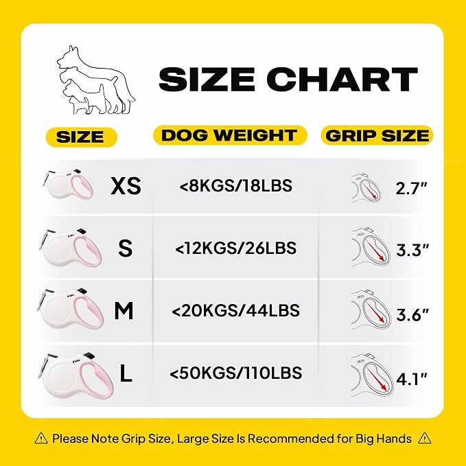 Fida Retractable Dog Leash X-Small Breed, 10 ft Durable Pet Walking Leash for Extra Small Dogs/Cats/Small Animals up to 18 lbs, 360° Tangle Free, White - Image 7
