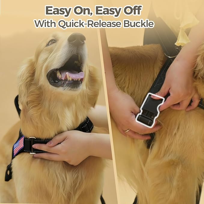 BINGPET No Pull Dog Harness for Large Dogs | Escape-Proof & No-Choke | Soft Padded Vest with Handle & Reflective Front Clip | Quick-Fit for Training, Hiking & Daily Walks | Black, L - Image 5