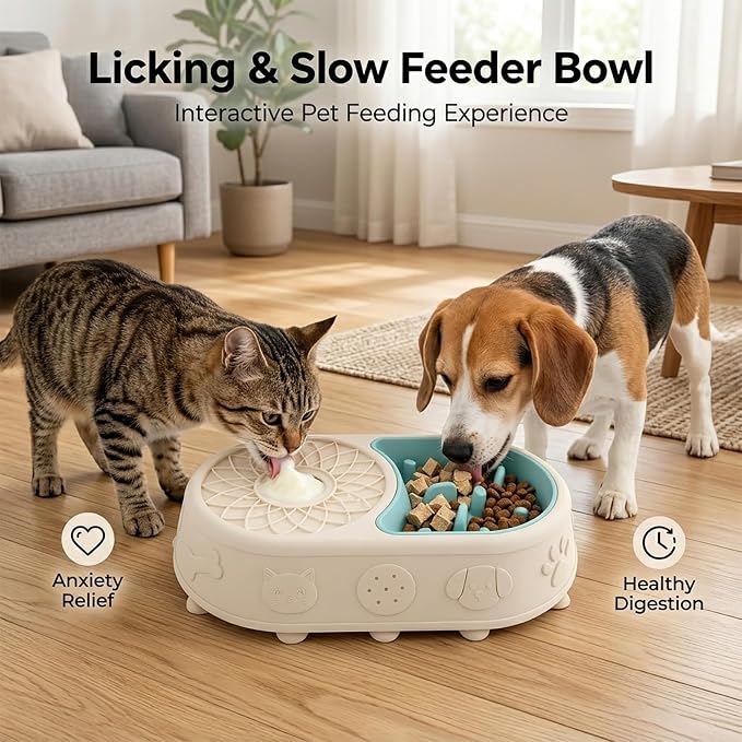 Slow Feeder Dog Bowl with Lick Mat, 2 in 1 Silicone Feeding Bowl | Promotes Healthy Eating Habits and Engaging Mealtime Experience - Image 5