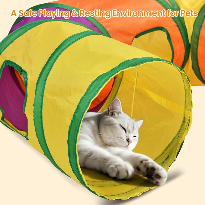 Petizer H-4-Way Collapsible Cat Tunnels for Kittens Indoor Entertainment, Washable Cute Cat Tube Toys with Interactive Playing Balls,Tear-Resistant Pet Tube, Cats, Kitten, Kitty, Puppy, Rabbit - Image 7
