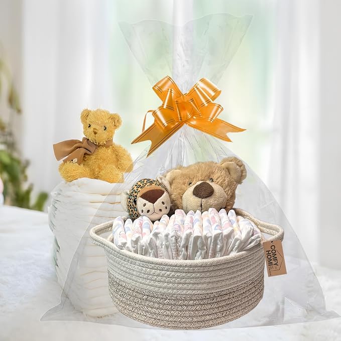 COMFY-HOMI Round Rope Basket with Handles for Shelves,Toys,Book, Cloth Storage Baskets for Organizing Toy Decorative Organizer for Living Room, Bathroom - Image 3