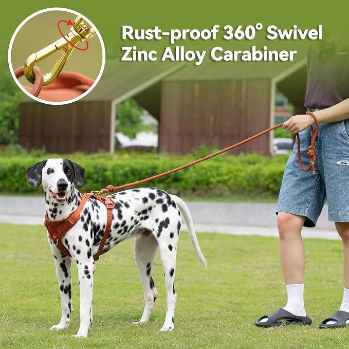5FT Dog Leash Puppy Cat Rope Lead for Small Medium Large Dogs | Carmel Brown,with Anti-tangle Swivel Clip,Non-slip Grip Handle,Ideal for Daily Walks and Training - Image 6