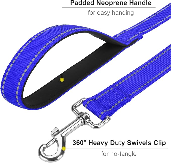 4FT Reflective Dog Leash, Padded Handle for Medium Large Dogs | Comfortable Nylon, Soft Handle Cushioning, Reflective Safety at Night, Training Leash for Park & Hiking (1in, Royal Blue) - Image 5