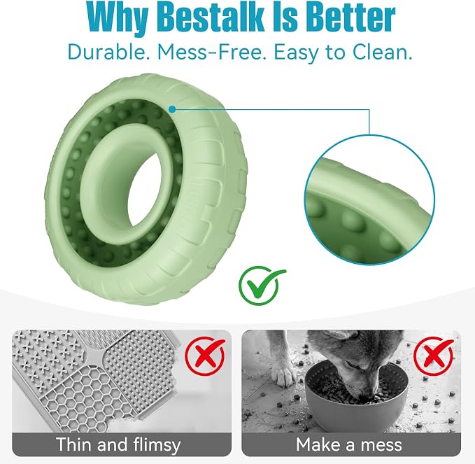 Dog Enrichment Lick Bowl, Bestalk Slow Feeder Lick Mat for Dogs, Freeze Puzzle Licking Bowl for Anxiety Relief, BPA Free Silicone, Dishwasher Safe(Green,L) - Image 4