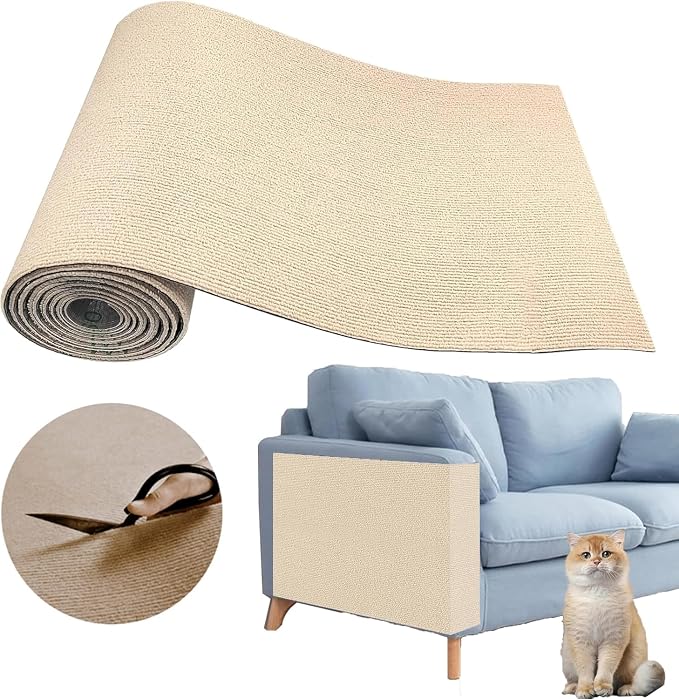 Cat Scratch Couch Furniture Protector, Beige, 15.7"X39.4" | Adhesive, DIY Climbing, Deterrent for Furniture, Protects from Cat Claws Scratching Indoor by JOPOY