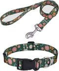 Mihqy Dog Collar and Leash Set, for Small Dogs, Green Floral Set,XS | with Floral Patterns, Adjustable for Small Medium Large Dogs, Comfortable for Walks and Outdoor Hikes by Mihqy