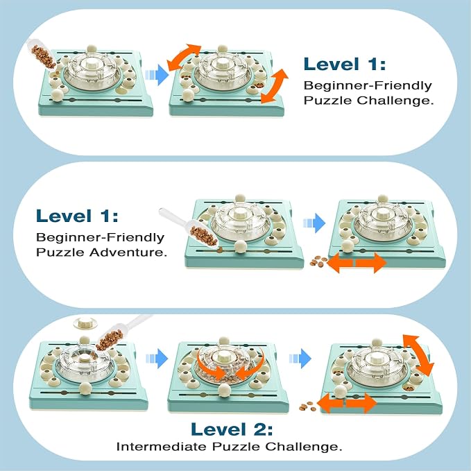 KADTC 2-Level Dog Puzzle Toy, Spin to Release Treat Dispenser & Slow Feeder | LARGE: Fill center hopper once. 2.5 cups of treats fuel 3 ways to play: slows fast eating;boredom-busting mental stimulation - Image 3