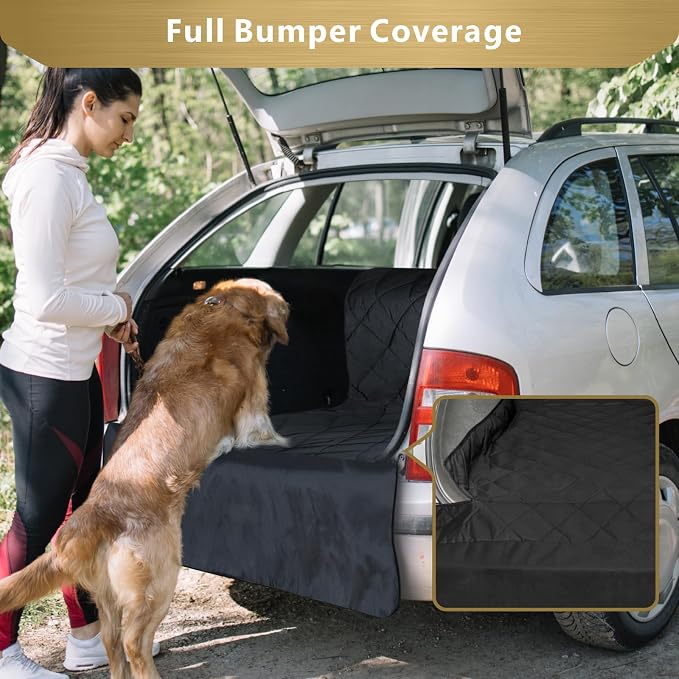 F-color SUV Cargo Liner for Dogs - Heavy Duty Cargo Cover for Mid-Size SUVs | Water Resistant Pet Cargo Cover with Non-Slip Mat, Dog Car Seat Cover Prevents Scratches Pet Hair Mud Dirt for Midsize SUVs - Image 5