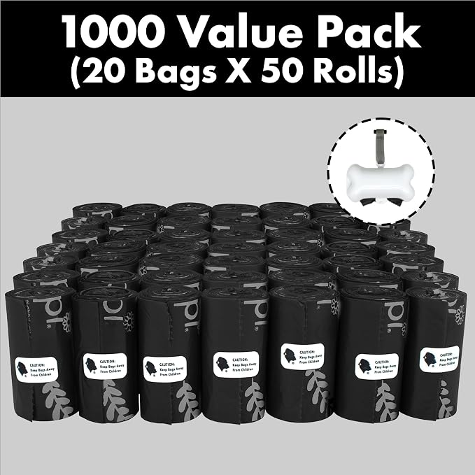 GORILLA SUPPLY Dog Poop Waste Bags with Dispenser and Leash Tie, 9" x 13", Black, 1000 Count - Image 2