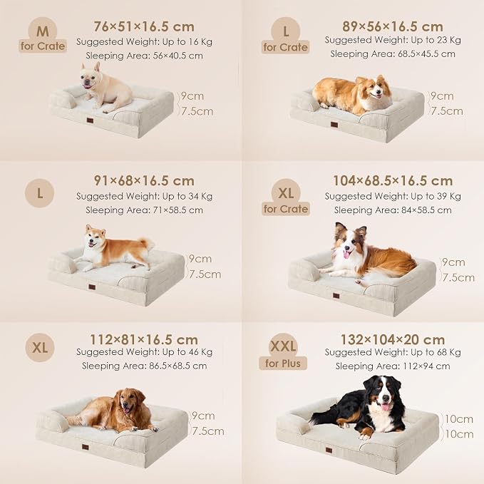 EHEYCIGA Orthopedic Dog Beds Large Sized Dog, Waterproof Washable Pet Bed | Non-Slip Bottom and Egg-Crate Memory Foam XL Dog Couch Bed with Washable Removable Cover, Beige - Image 5