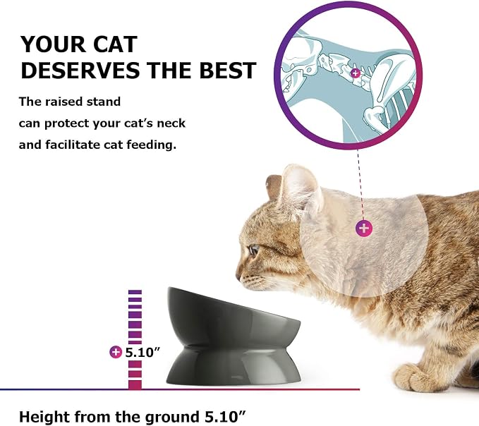 Y YHY Cat Bowls,Grey - Image 3